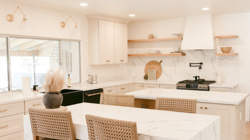 kitchen with downlights on the ceiling