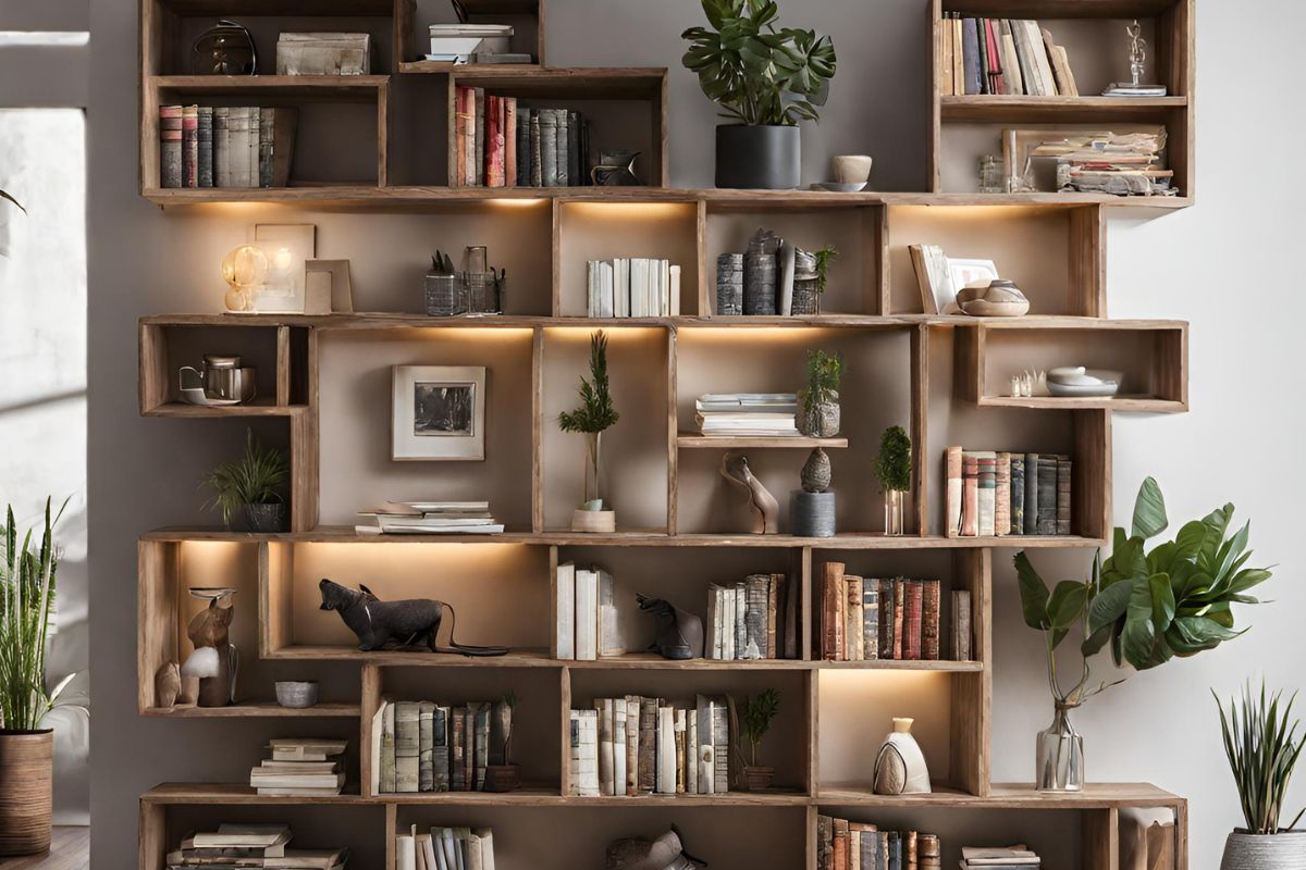 &eacute;tag&egrave;res d&eacute;cor&eacute;e d'objets avec &eacute;clairage led en barre