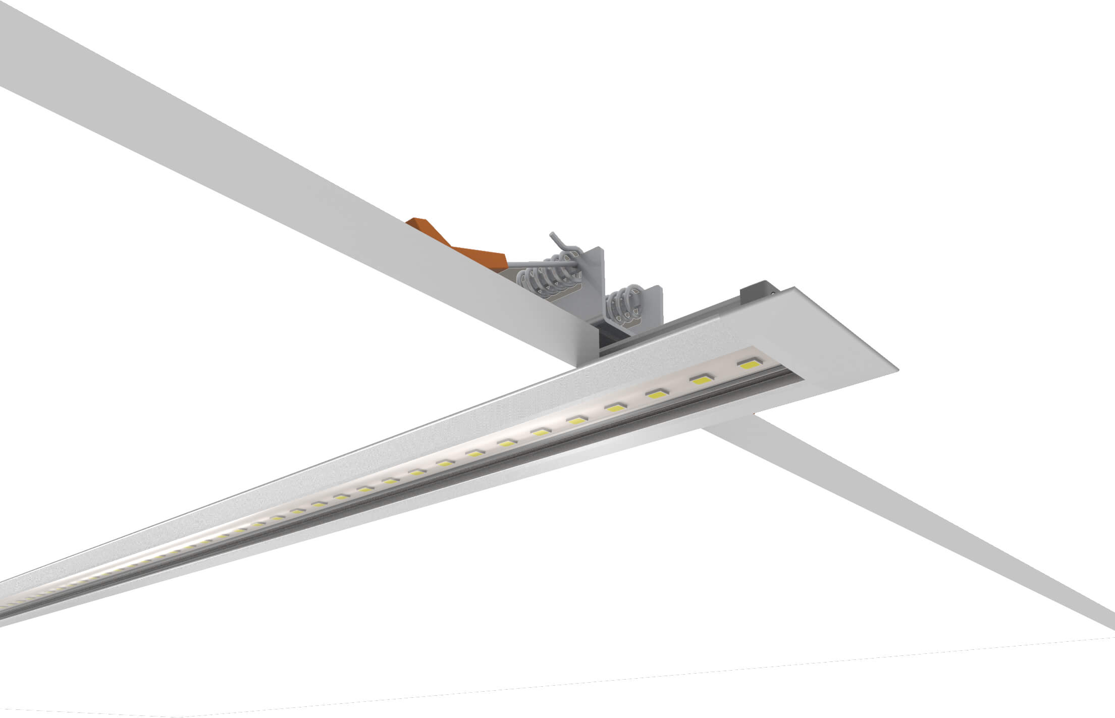 Barra LED 24V Eco de embutir acabamento alumínio e lente clear