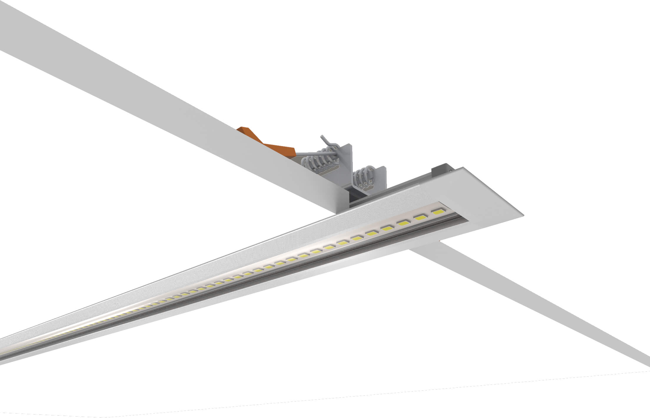 Barra LED 24V de embutir acabamento alumínio e lente clear