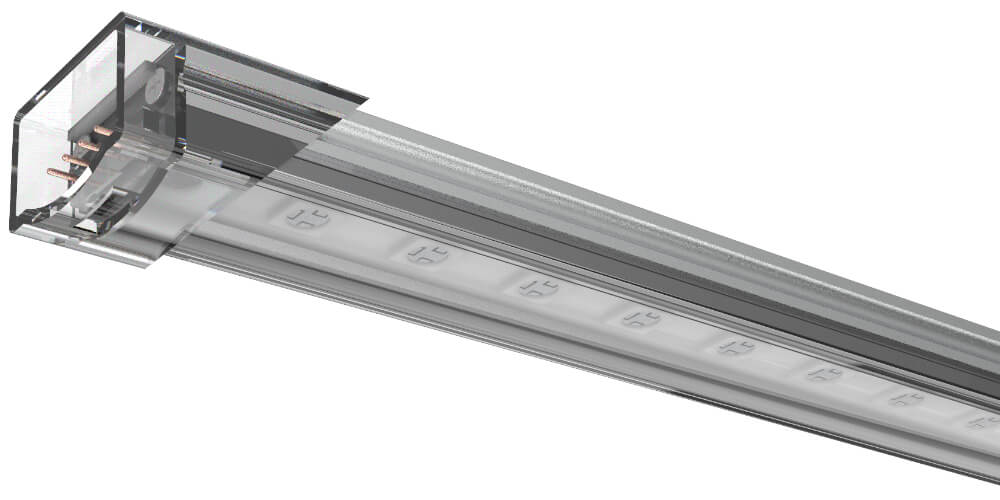 Barra LED RGB com corpo em aluminio e lente clear