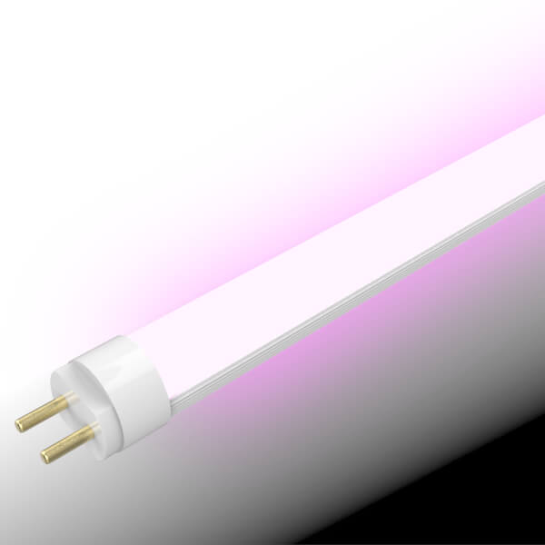Lâmpada tubular T5 com difusor frost e luz pink